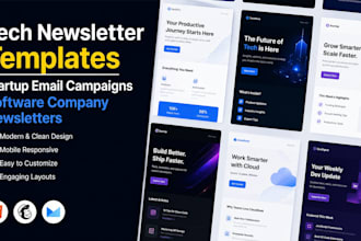 design tech newsletter templates, startup email campaigns, software newsletter