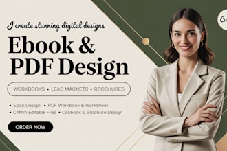 design ebook  PDF lead magnet worksheet brochure  cookbook workbook in canva
