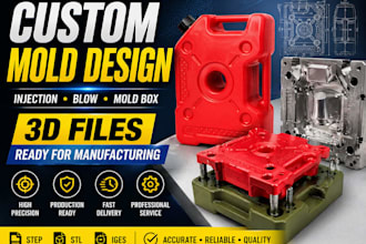 design plastic mold, injection mold, blow mold, and mold box for manufacturing