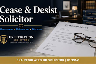 uk solicitor cease and desist letter for harassment defamation neighbor dispute