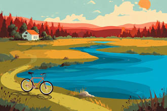 draw a flat vector landscape portrait illustration