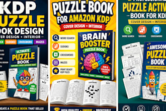 create puzzle book, word search, sudoku, crossword activity book for amazon KDP