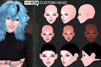 create custom vrchat head, outfits, accessories, props asset, arkit, vrc face