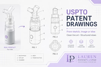 draft uspto patent drawings from sketch image or invention concept