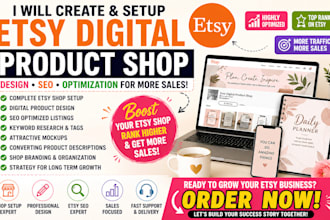 do esty digital product shop listing with esty digital products design esty SEO