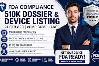 do fda medical device listing, 510k dossier, 21 cfr 820 and cgmp compliance