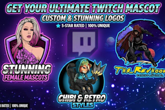 design custom twitch mascot logo gaming esports  overlays nft for streaming