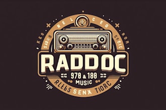 do creative radio,music store vintage logo for you in just 1 day