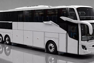 optimized van game simulator,clean topology,city bus driving, vehicle game asset