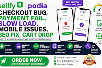 sellfy podia checkout bug payment fail slow load mobile issues SEO fix cart drop