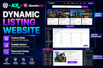 develop dynamic listing website using elementor pro and acf pro