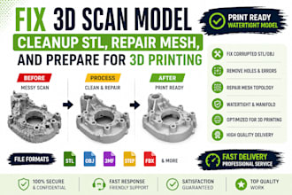 fix 3d scan model, cleanup stl, repair mesh, and prepare for 3d printing