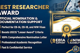 assist with best researcher award nomination and documentation