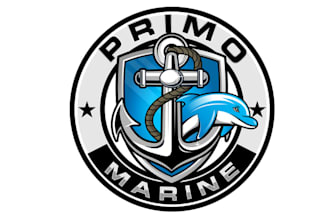design powerful monogram primo marine logo