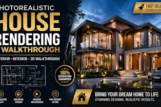 design photorealistic house rendering and walkthrough