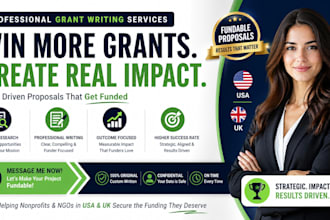 research and write data driven grant proposals for nonprofits in USA and UK