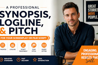 write a professional synopsis, and logline for your screenplay or film script