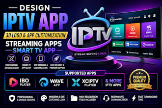 design iptv app 3d logo streaming apps smart tv app ibo player wave app xciptv