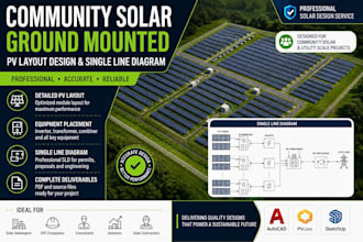 design community solar ground mounted pv layout and sld plan