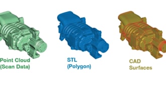 convert 3d scan to cad, reverse engineer mesh data into accurate step for cnc