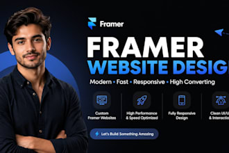 build framer website design, develop framer landing page and fix framer website