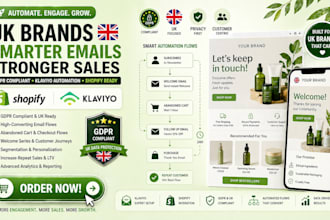setup uk shopify store gdpr compliant email marketing klaviyo automation flows