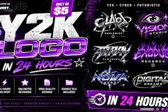 create a futuristic y2k cyber logo in 24 hours