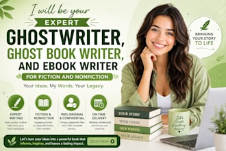 be ghostwriter, ghost book writer, ebook writer for fiction and nonfiction