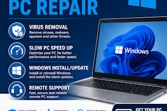 setup office 365, remove virus, speed up, windows  computer issues for business