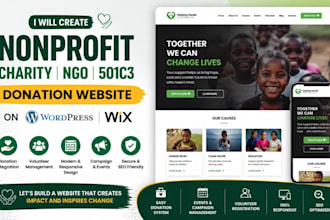 nonprofit, charity, ngo, 501c3, donation, non profit website on wordpress, wix