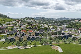 render 3d residential community,terraced housing,gable roof exterior,site layout