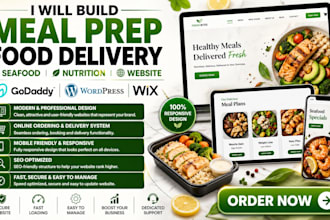 build godaddy meal prep word press food delivery seafood nutrition wix website
