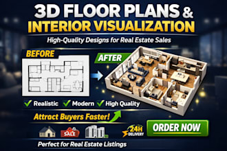 create 3d interior visualization and floor plan for property marketing