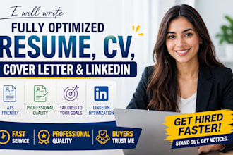 write fully optimized resume, CV, cover letter and linkedin