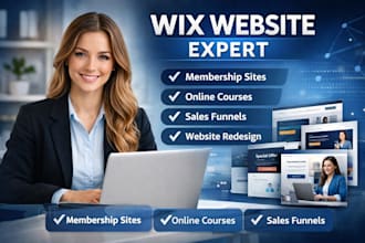 design wix website, membership site, online course and sales funnel