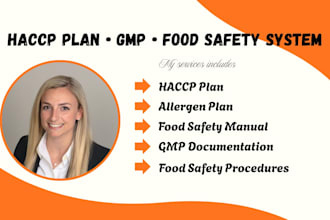 write professional haccp plans and food safety manuals for fda and iso audits
