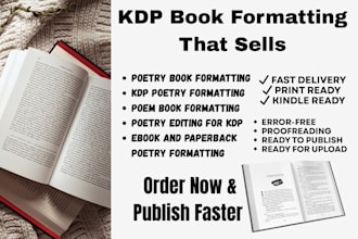 format, edit book for amazon KDP interior design, ebook paperback poetry poem