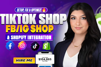 setup tiktok shop, facebook shop setup and instagram shop, tiktok ads marketing