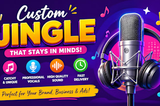 create custom jingle, radio jingle, podcast intro  outro, commercial music