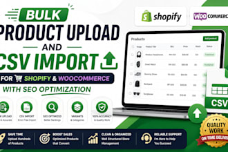 bulk product upload and CSV import for shopify woocommerce with SEO