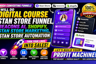 do digital course stan store funnel, beacons ai, shopify, stan store marketing
