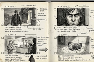 draw professional storyboard scenes