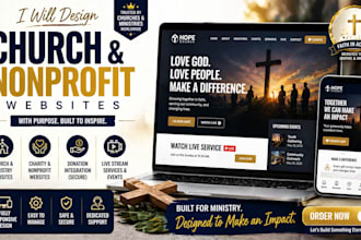 design church website, ministry, charity, nonprofit, donation website