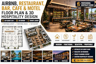 draw airbnb layout restaurant bar cafe motel floor plan architectural plan