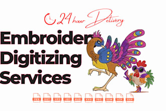 convert image to embroidery digitizing in dst, pes, emb digitize logo embroidery