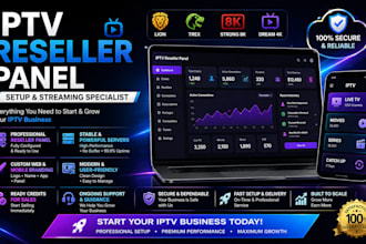 develop reseller panel, strong 8k, lion ott, mega, dream 4k, trex, reseller web