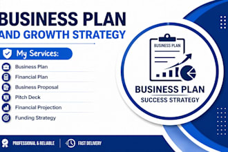 create a continuous business plan, financial projections and growth strategy