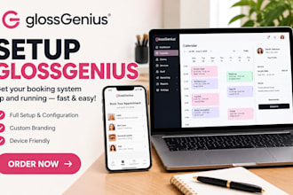 design glossgenius website, online booking beauty salon skincare business spa