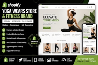 design a shopify yoga wears store and shopify fitness brand