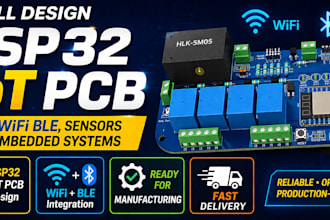 design esp32 iot pcb with wifi ble, sensors and embedded systems